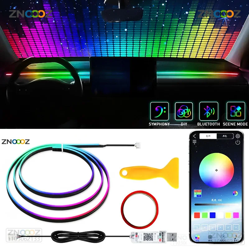 Led Ambient Interior Car Lights App Control - ZNOOOZ-Interior do carro RGB LED luzes