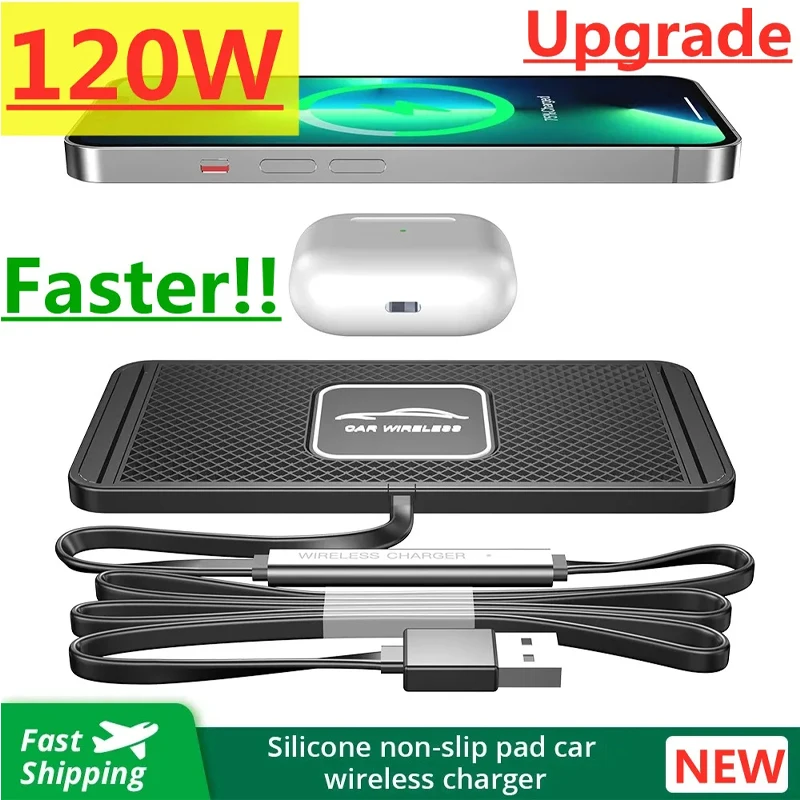 Wireless Car Charger Mount Fast Charging - Almofada de silicone suporte carregador sem
