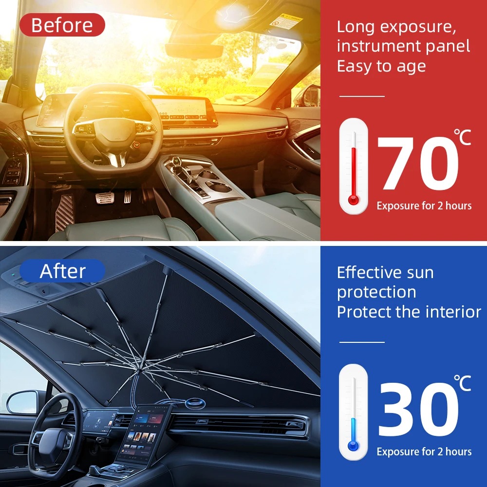 Novo atualizado pára-brisa do  - Car Sunshade Windshield Umbrella Foldable avaliação e preço