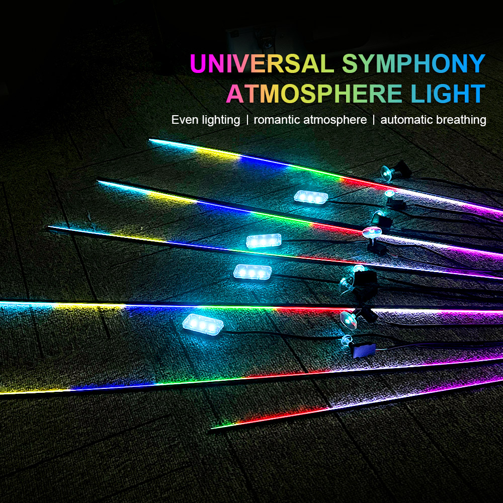 18 em 1 64 cores rgb sinfonia  - Led Ambient Interior Car Lights App Control avaliação e preço