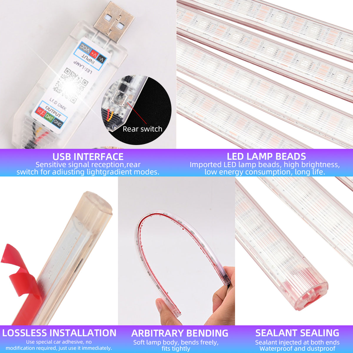 Lâmpada Decorativa RGB de 2/4  - Led Ambient Interior Car Lights App Control avaliação e preço