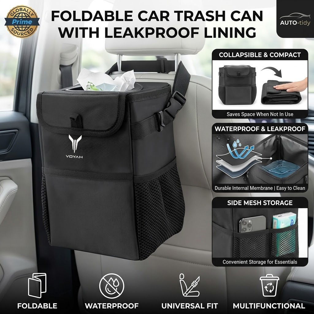 Lixeira portátil dobrável, com - Waterproof Car Trash Can With Lid avaliação e preço