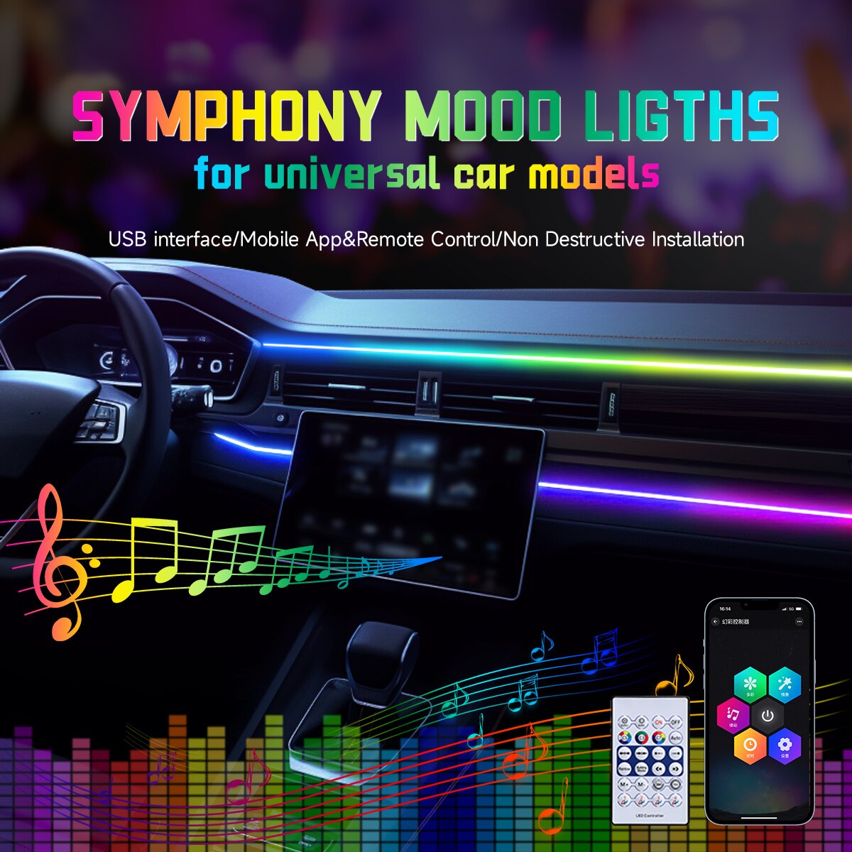 Luz Ambiente LED para Carro co - Led Ambient Interior Car Lights App Control avaliação e preço