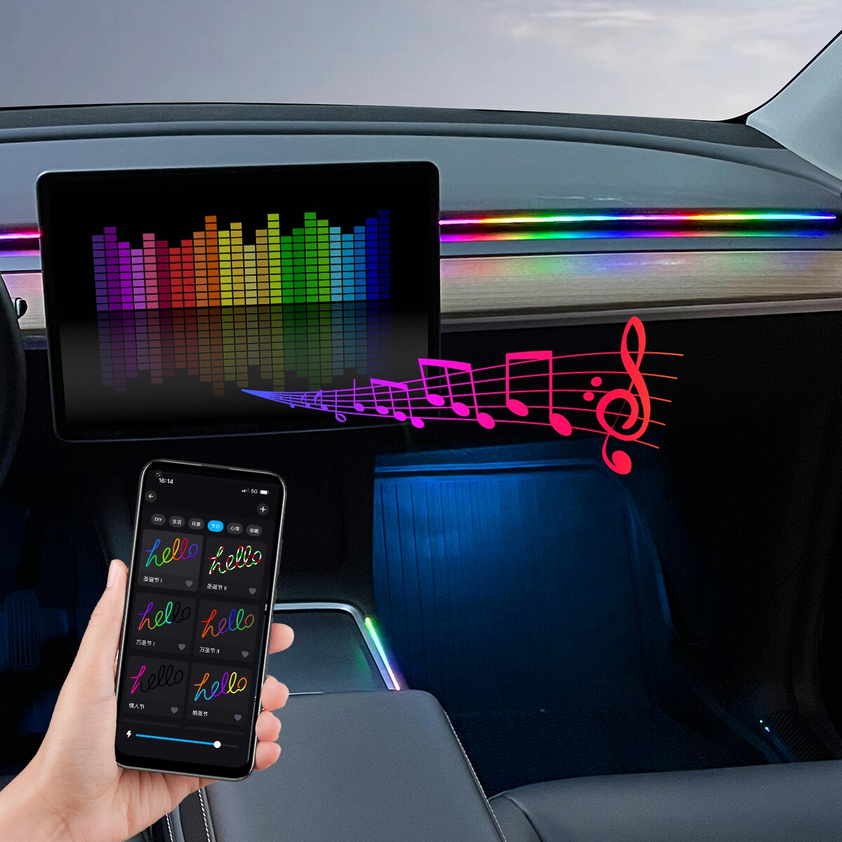 Luz Ambiente LED para Carro co - Led Ambient Interior Car Lights App Control avaliação e preço
