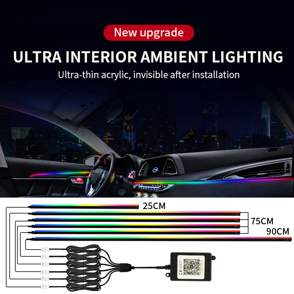 Sinfonia kit de luzes ambienta - Led Ambient Interior Car Lights App Control avaliação e preço