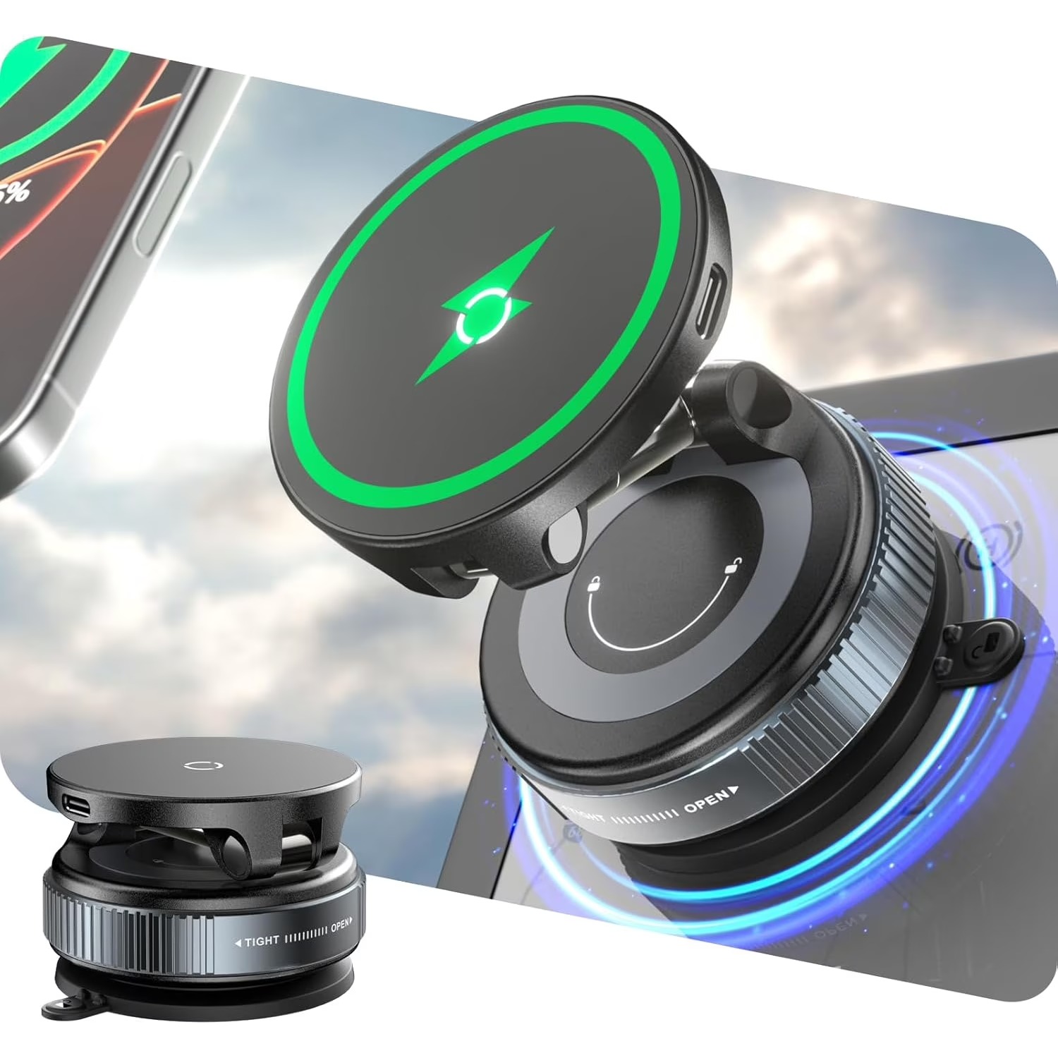Carregador Rápido Sem Fio de 1 - Wireless Car Charger Mount Fast Charging avaliação e preço